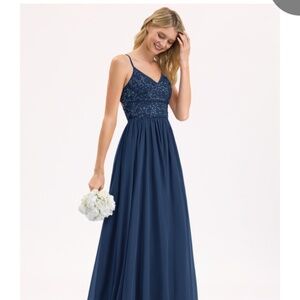 JJ’S house A-line navy blue prom dress